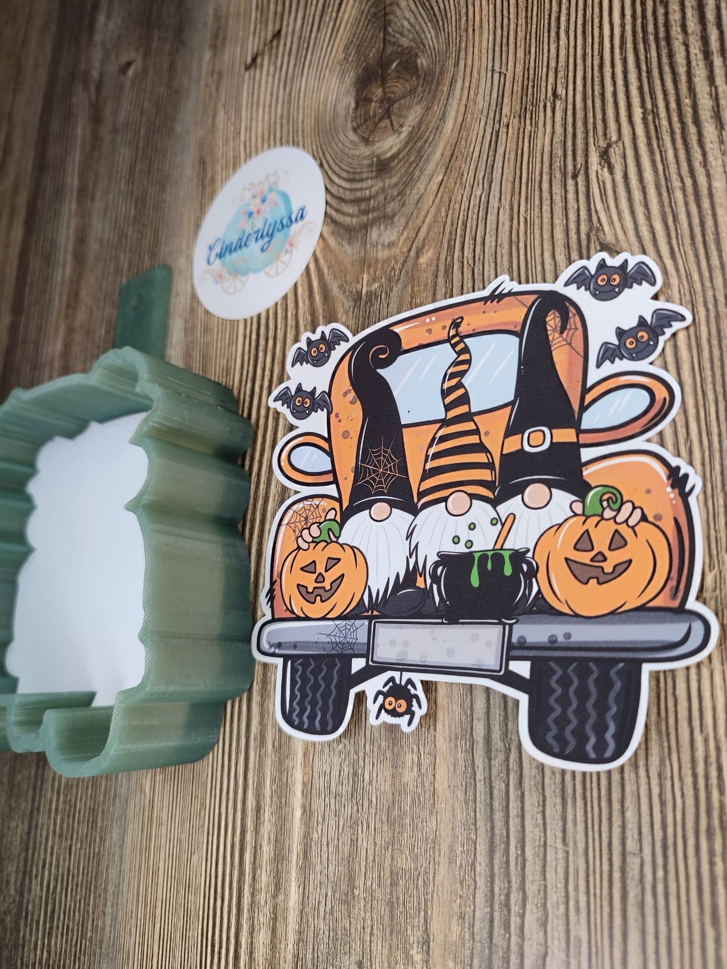 Farm Truck with Gnomes, Pumpkins, Bats Halloween Cardstock Silicone Mold, Aroma Bead Molds, Car Freshener Mold, Premium Cardstock Images