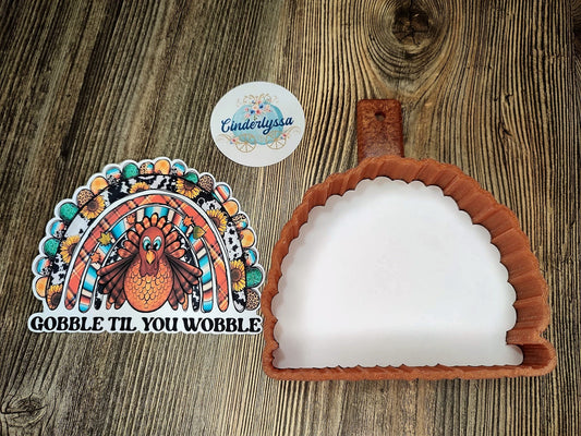 Thanksgiving: Turkey Western Rainbow -Gobble til you Wobble Cardstock Silicone Mold, Aroma Bead Molds, Car Freshener Mold, Premium Cardstock Images