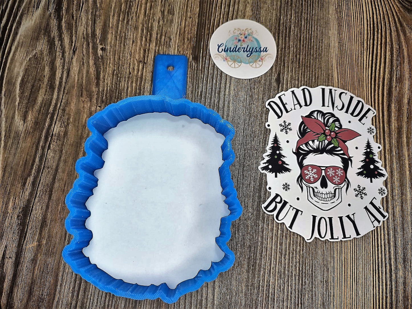 Skull Messy Bun: Dead Inside but Jolly AF Christmas Cardstock Silicone Mold, Aroma Bead Molds, Car Freshener Mold