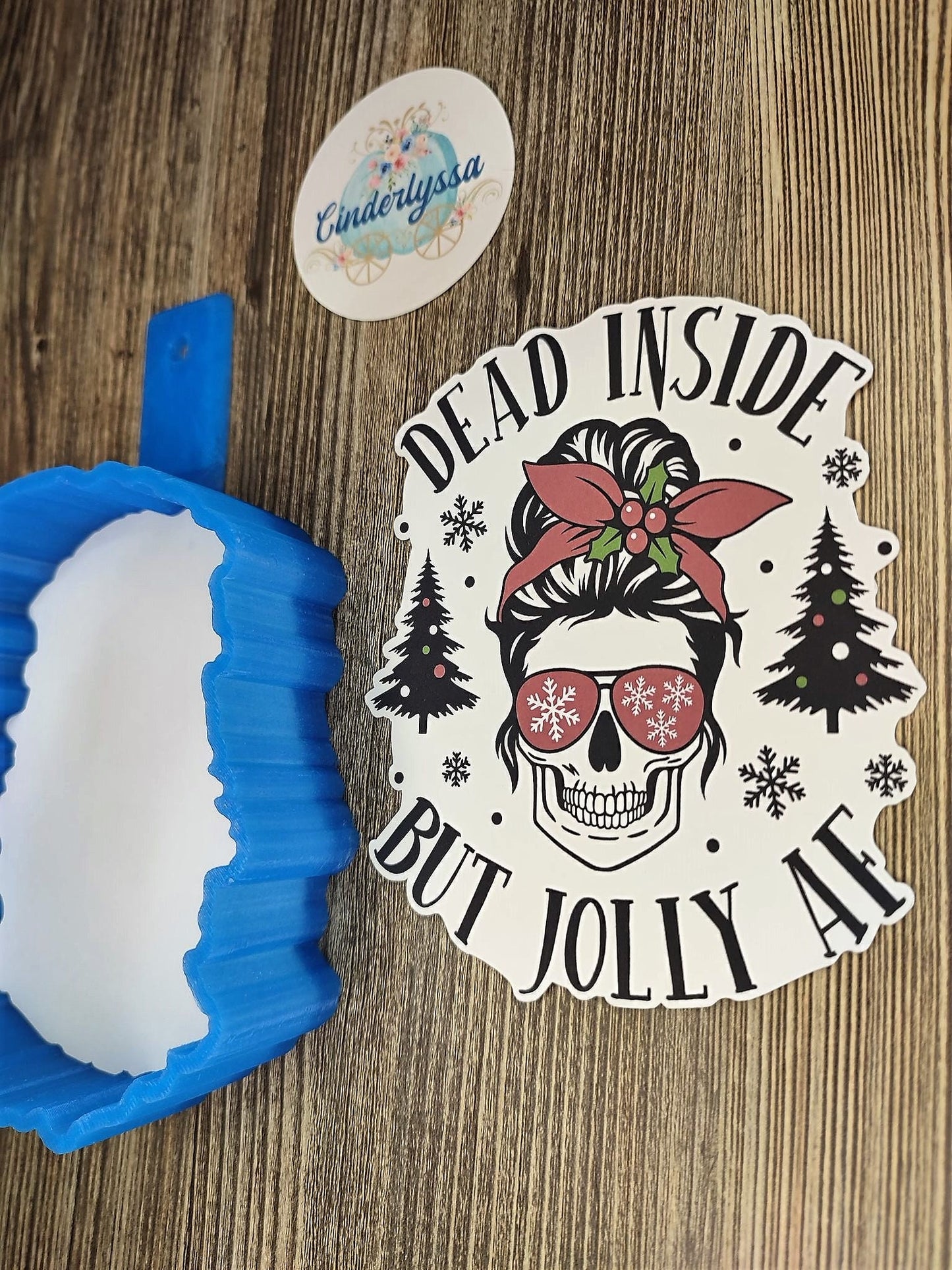 Skull Messy Bun: Dead Inside but Jolly AF Christmas Cardstock Silicone Mold, Aroma Bead Molds, Car Freshener Mold