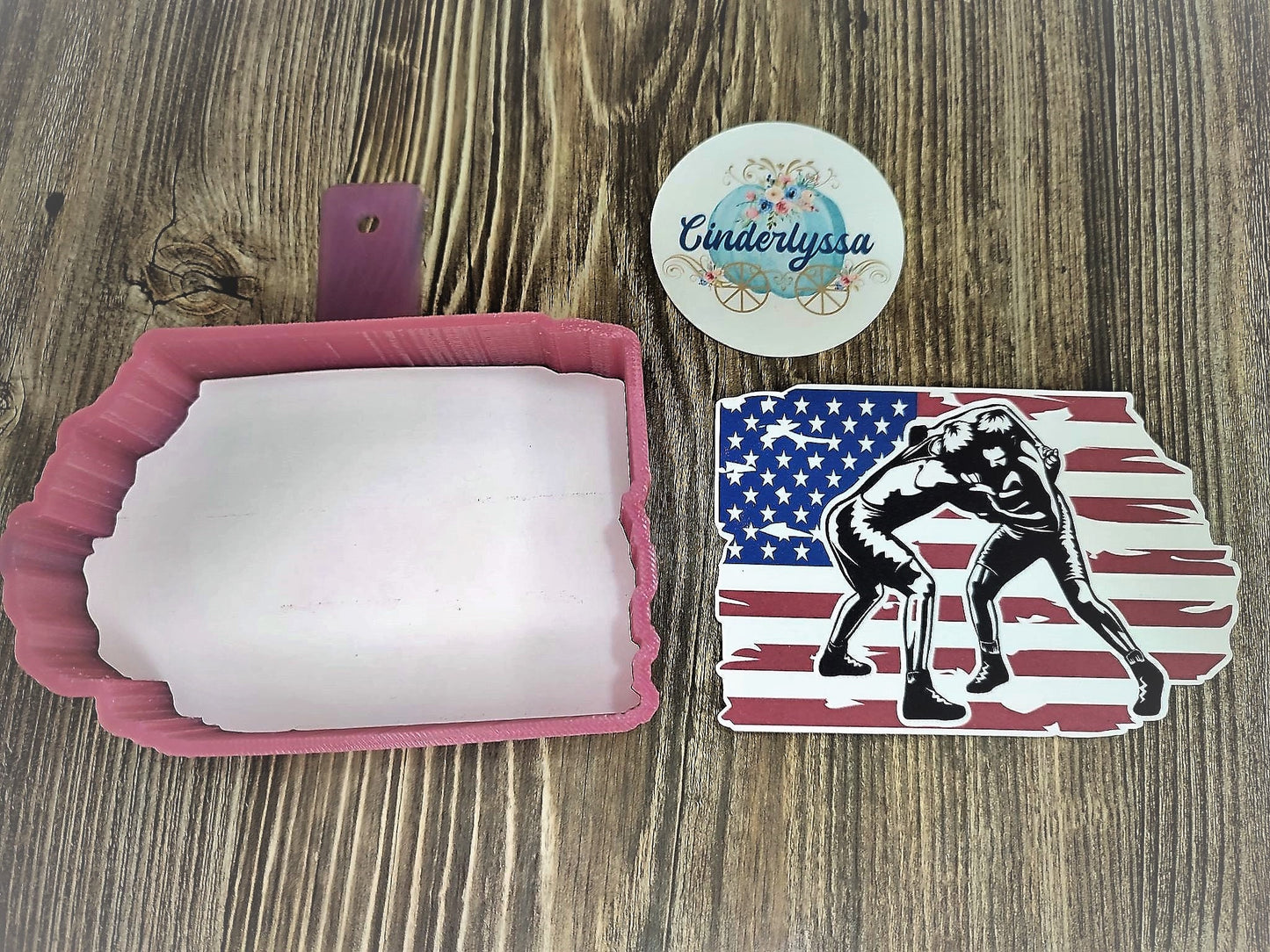 Wrestling: American flag in Color Style 1 Cardstock Silicone Mold, Aroma Bead Molds, Car Freshener Mold, Premium Cardstock Images