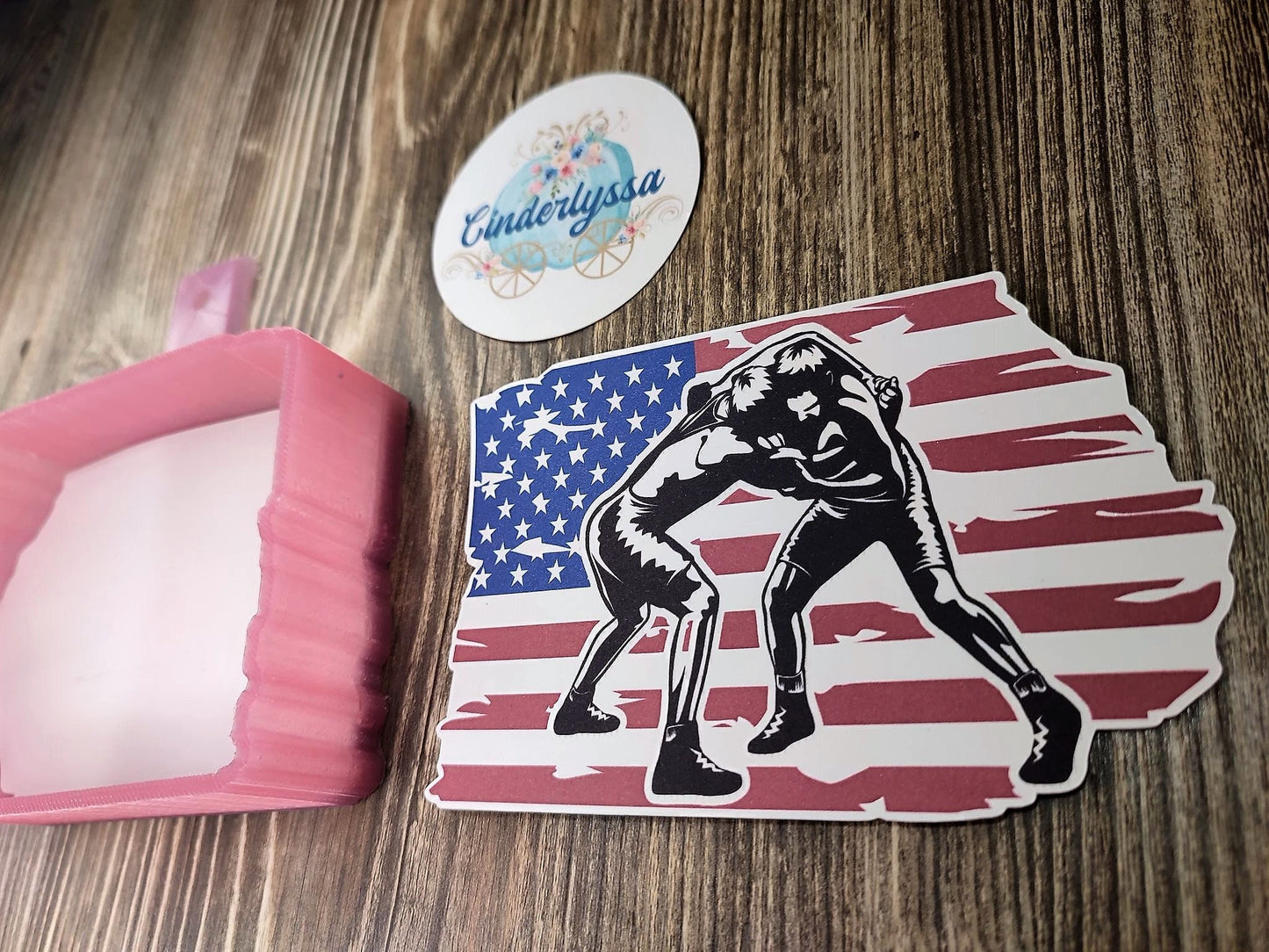 Wrestling: American flag in Color Style 1 Cardstock Silicone Mold, Aroma Bead Molds, Car Freshener Mold, Premium Cardstock Images