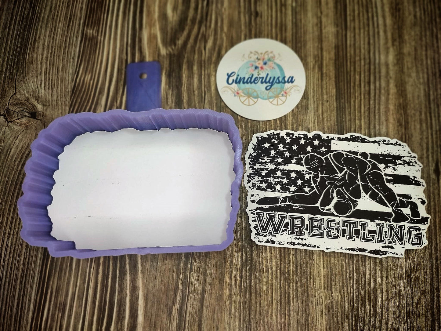 Wrestling: American flag in Black and White Style 2 Cardstock Silicone Mold, Aroma Bead Molds, Car Freshener Mold, Premium Cardstock Images