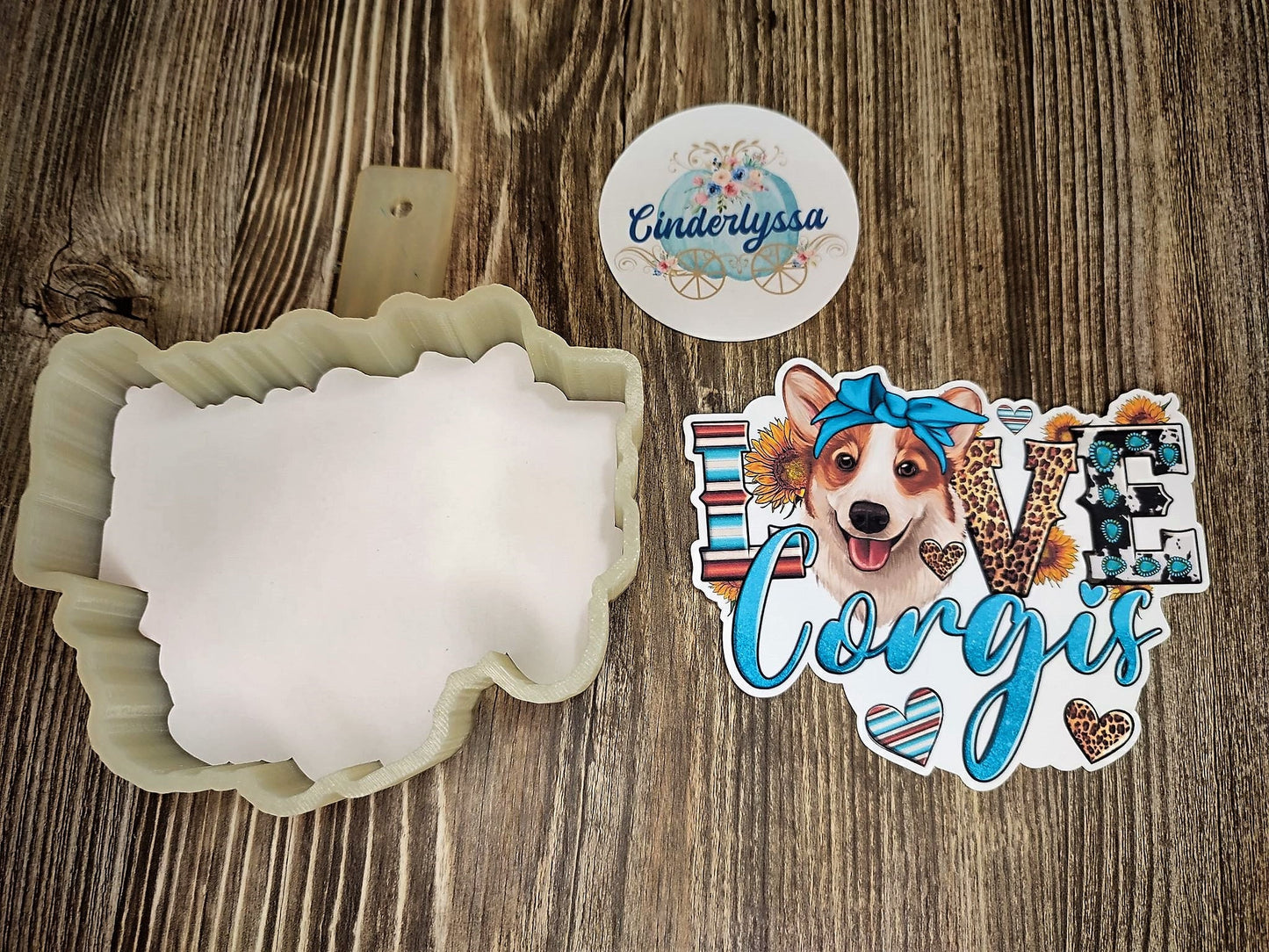 Love Corgis Western Country with Turquoise/Leopard Silicone Mold, Aroma Bead Molds, Car Freshener Mold, Premium Cardstock Images