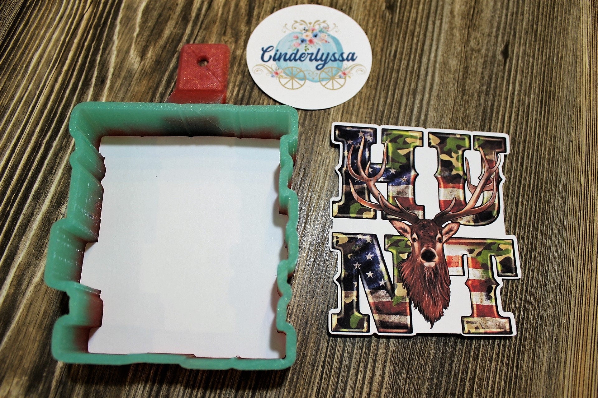 Hunt Deer: American Flag and Camo Silicone Mold, Aroma Bead Molds, Car Freshener Mold, Premium Cardstock Images