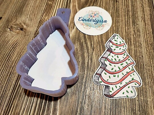 Christmas Tree Snack Cake Single Cavity Silicone Mold, Aroma Bead Molds, Car Freshener Mold, Premium Cardstock Images