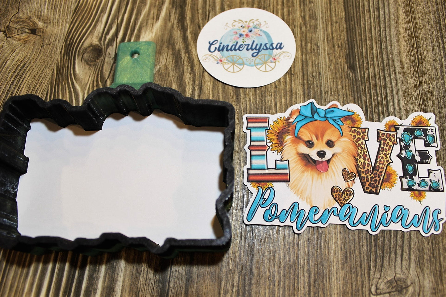 Love Pomeranians Dog Western Country with Turquoise/Leopard Silicone Mold, Aroma Bead Molds, Car Freshener Mold, Premium Cardstock Images