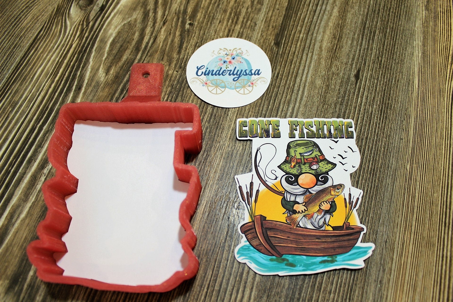 Gone Fishing Gnome in Boat Silicone Mold, Aroma Bead Molds, Car Freshener Mold, Premium Cardstock Images