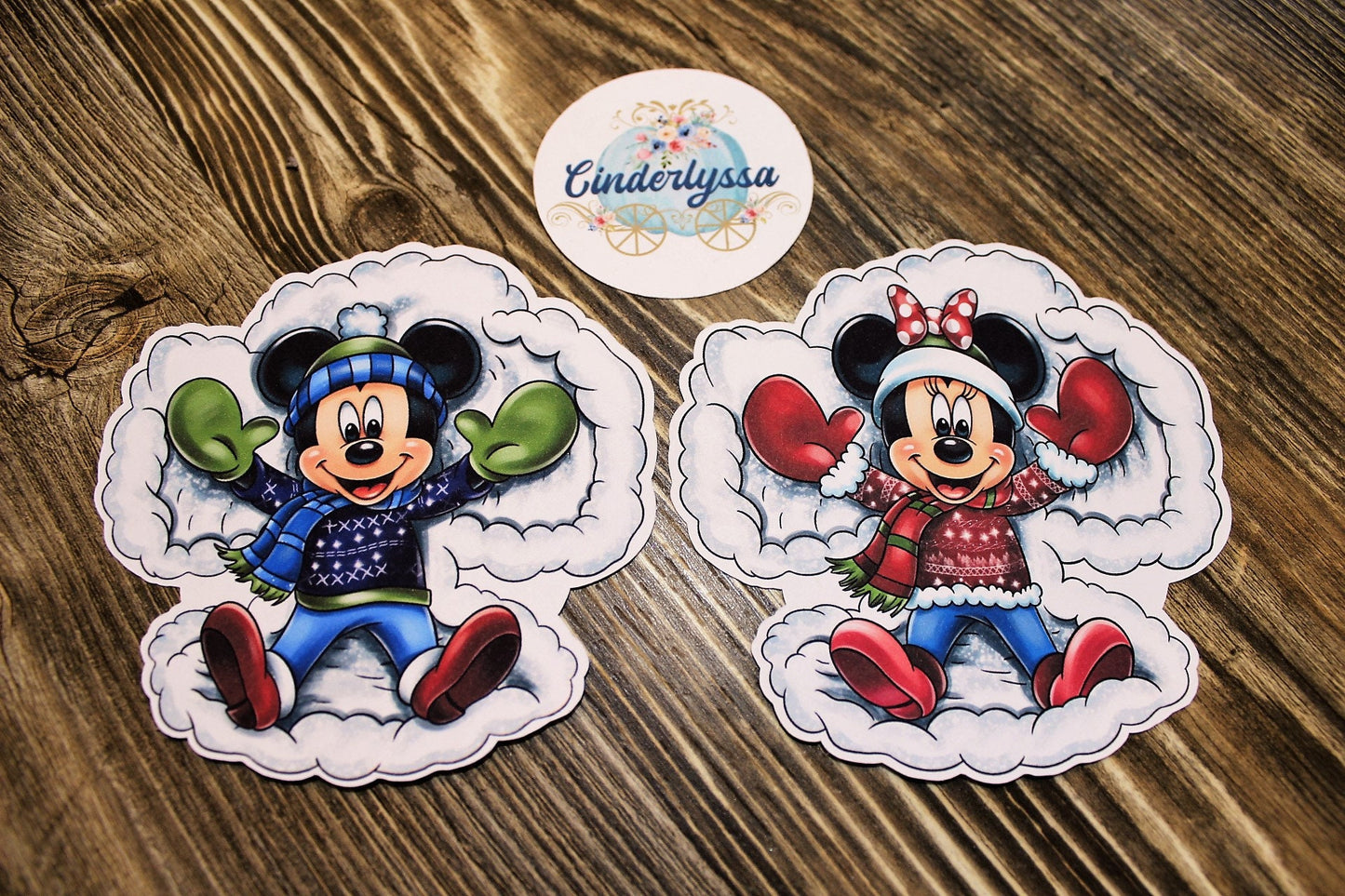 Mickey & Minnie Snow Angel Winter/Christmas Silicone Mold, Aroma Bead Molds, Car Air Freshener Mold, Premium Cardstock Images