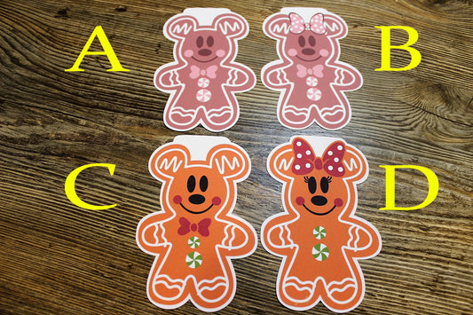 Mickey and Minnie Gingerbread Man, 4 Image Choices Silicone Mold, Aroma Bead Molds, Car Freshener Mold, Premium Cardstock Images