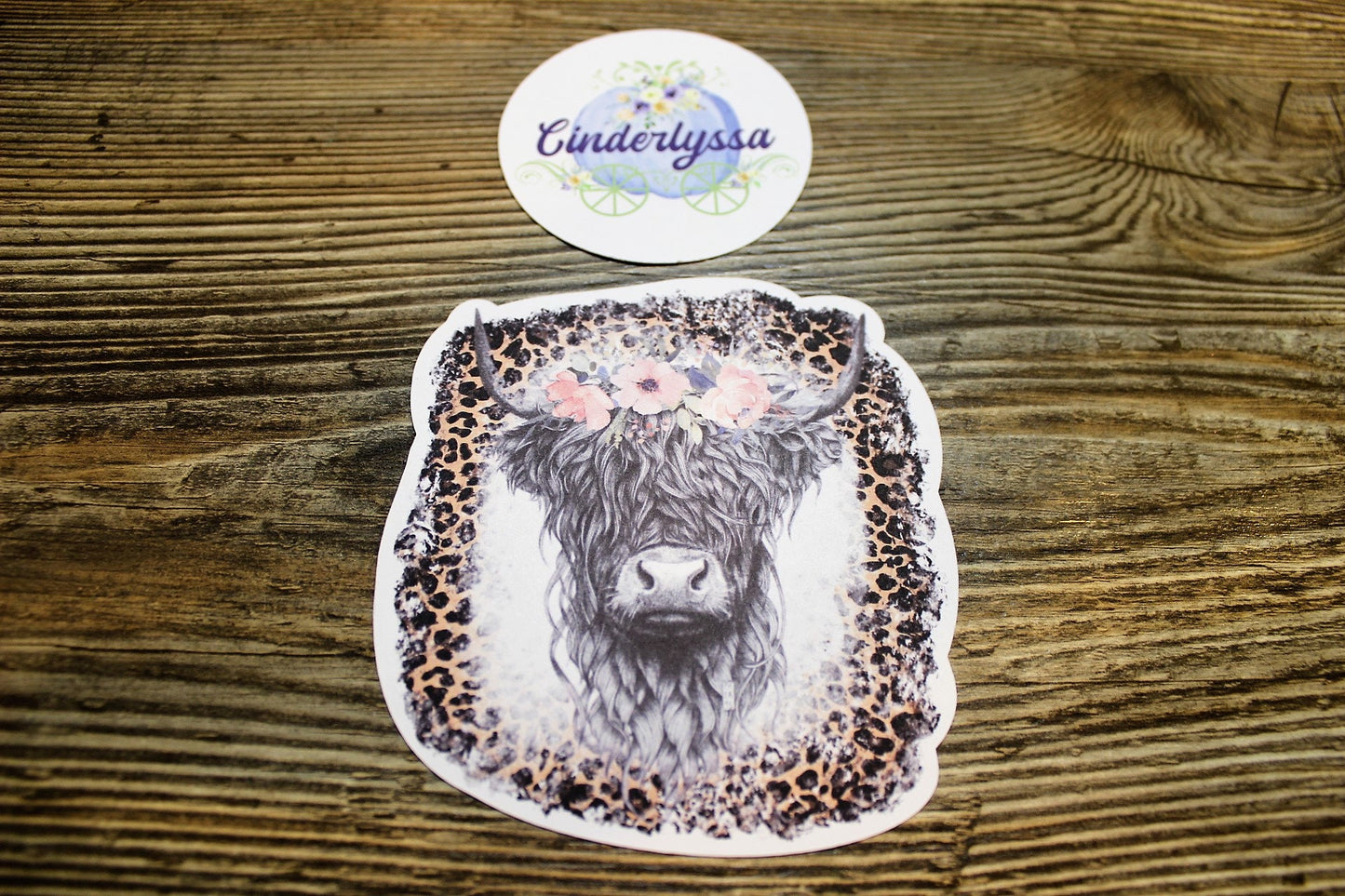 Floral Highland Cow with leopard pattern Silicone Mold, Aroma Bead Molds, Car Freshener Mold, Premium Cardstock Images