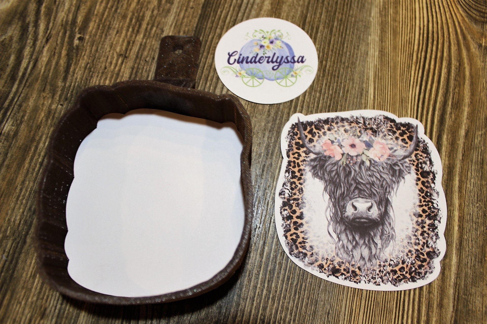 Floral Highland Cow with leopard pattern Silicone Mold, Aroma Bead Molds, Car Freshener Mold, Premium Cardstock Images