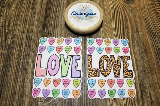 Love with Candy Valentine Hearts: Pastel and Leopard Print Silicone Mold, Aroma Bead Molds, Car Freshener Mold, Premium Cardstock Images