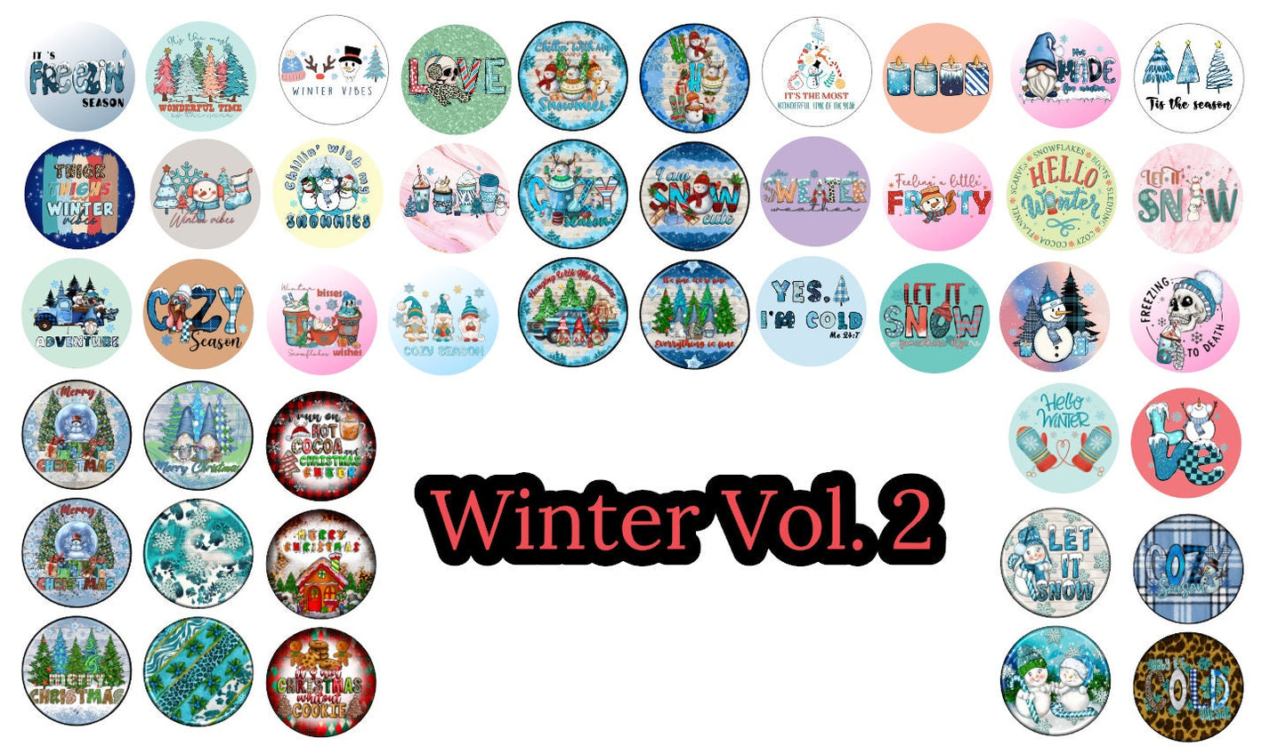 3 inch Round Winter Vol. 2 Cardstock Only for freshies: Silicone Mold, for Aroma Bead Molds, Car Freshener, Premium Cardstock Images