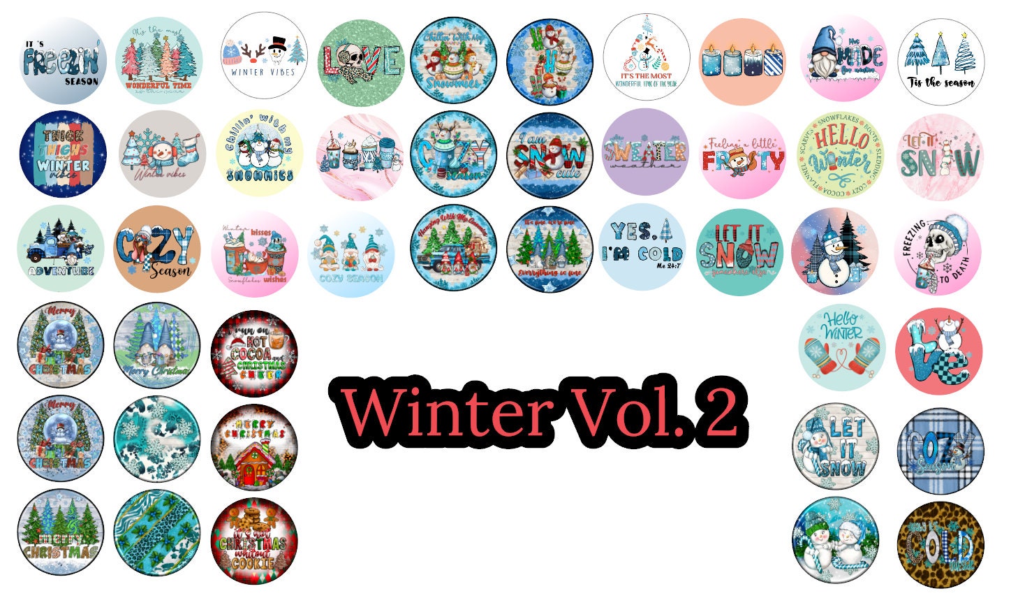 3 inch Round Winter Vol. 2 Cardstock Only for freshies: Silicone Mold, for Aroma Bead Molds, Car Freshener, Premium Cardstock Images