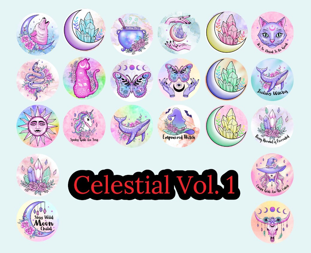 3 inch Round Celestial Vol. 1 Cardstock Only for freshies: Silicone Mold, for Aroma Bead Molds, Car Freshener, Premium Cardstock Images