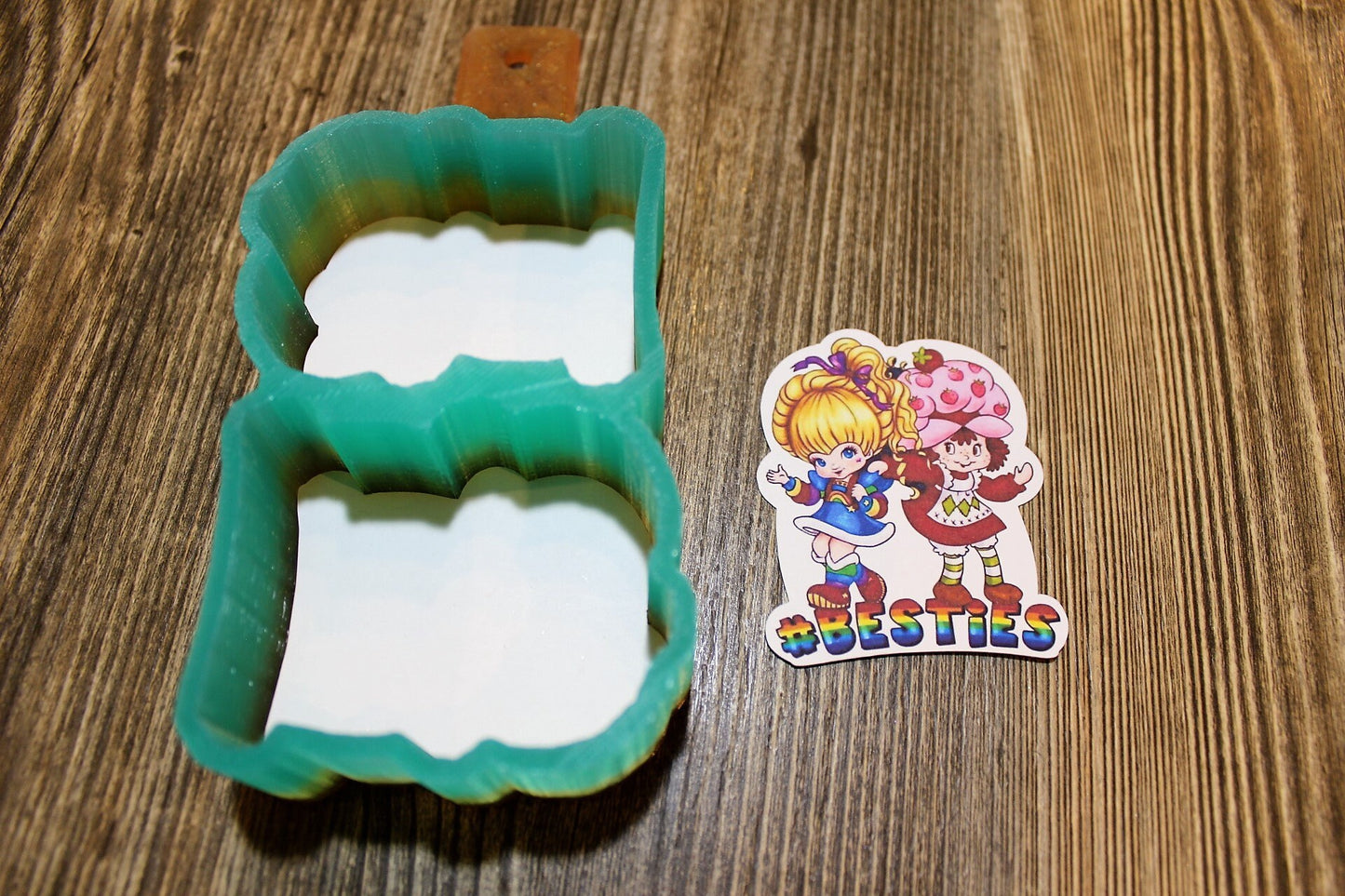 VENT CLIP: 80's #Besties Rainbow Bright & Strawberry Shortcake 2 Cavity Silicone Mold, Aroma Bead Molds, Car Freshener Mold