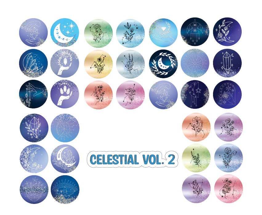 3 inch Round Celestial Vol. 2 Cardstock for freshies: Silicone Mold, for Aroma Bead Molds, Car Freshener, Premium Cardstock Images