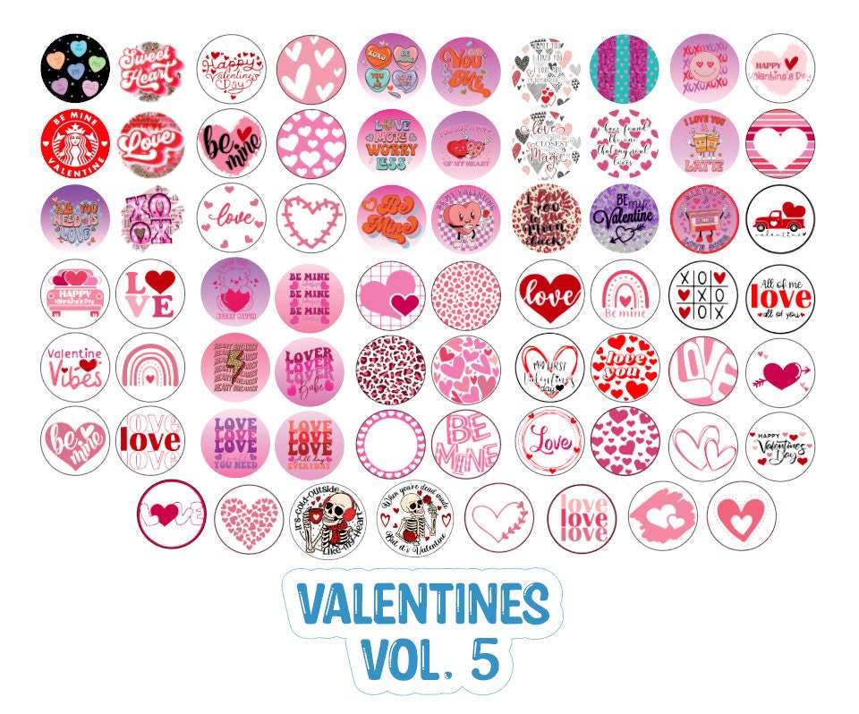 3 inch Round Valentines Day Vol. 5 Cardstock Only for freshies: Silicone Mold, for Aroma Bead Molds, Car Freshener, Premium Cardstock Images