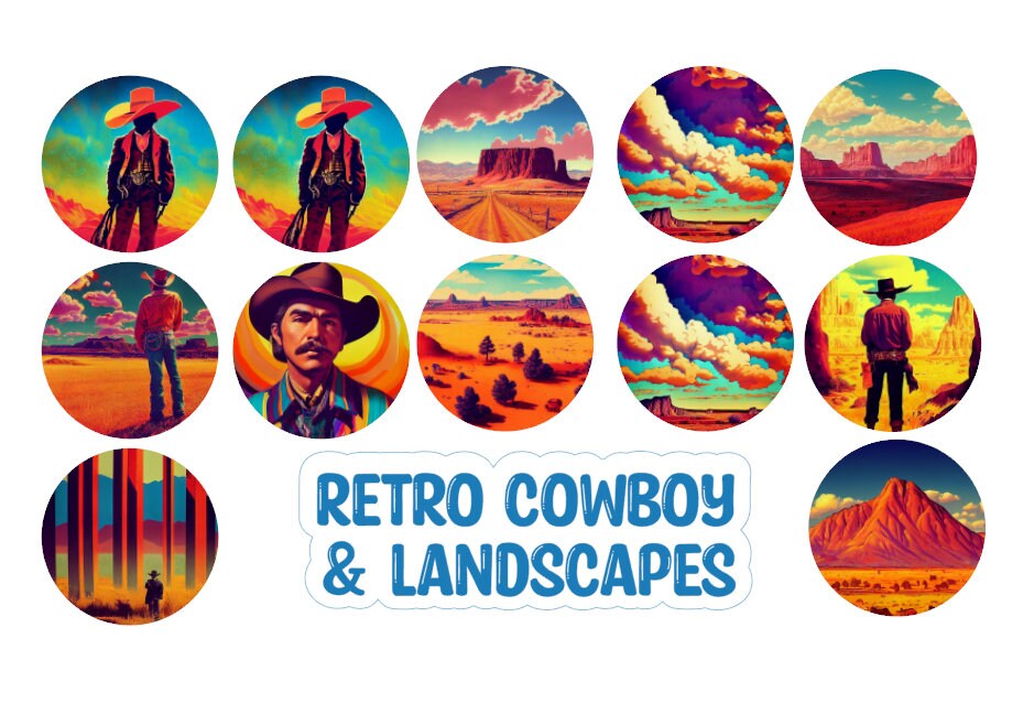 3 inch Retro Cowboy & Landscapes Cardstock for freshies-NO MOLD: Silicone Mold, for Aroma Bead Molds,Car Freshener,Premium Cardstock Image