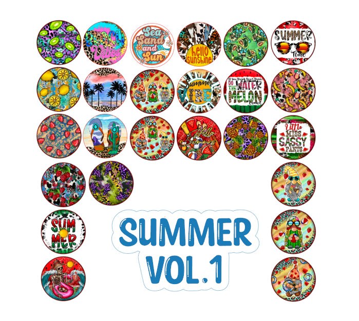 3 inch Round Summer Vol. 1 Cardstock for freshies: Silicone Mold, for Aroma Bead Molds, Car Freshener, Premium Cardstock Images