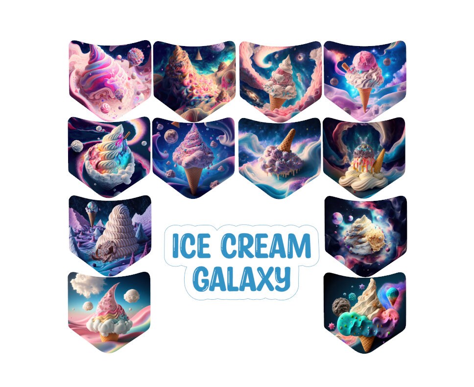 Jean Pocket: Ice Cream Galaxy Image Inserts for Silicone Mold, Aroma Bead Molds, Car Freshener Mold