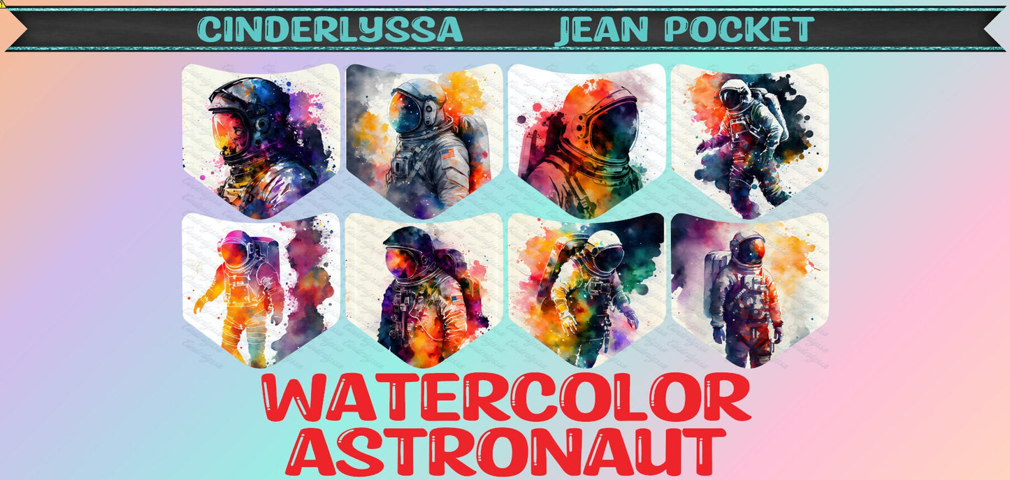 Jean Pocket: Astronaut Watercolor Image Inserts for Silicone Mold, Aroma Bead Molds, Car Freshener Mold