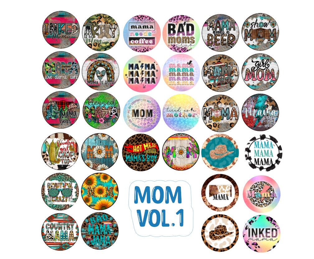 3 inch Round Mom Vol. 1 Cardstock Only for freshies -NO MOLD: Silicone Mold, for Aroma Bead Molds, Car Freshener, Premium Cardstock Images