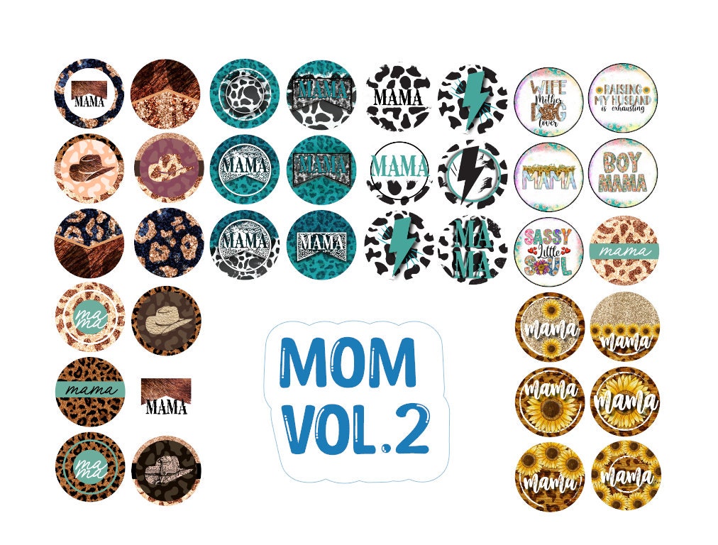 3 inch Round Mom Vol. 2 Cardstock Only for freshies -NO MOLD: Silicone Mold, for Aroma Bead Molds, Car Freshener, Premium Cardstock Images