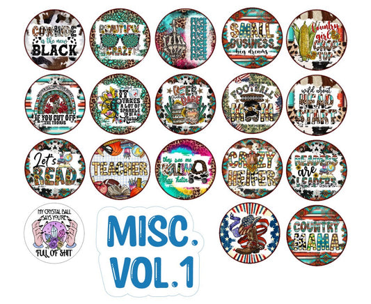 3 inch Round Misc. Vol. 1 Cardstock Only for freshies -NO MOLD: Silicone Mold, for Aroma Bead Molds, Car Freshener, Premium Cardstock Images