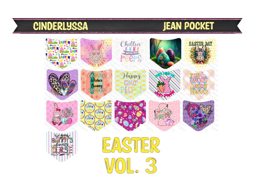 Jean Pocket: Easter Vol. 3 Image Inserts for Silicone Mold, Aroma Bead Molds, Car Freshener Mold