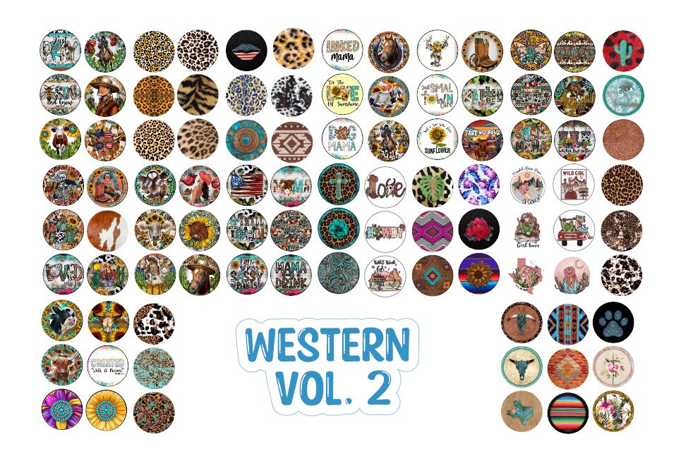 2.5 Inch Western Vol. 2 Round Cardstock Only for freshies Silicone Mold, for Aroma Bead Molds, Car Freshener, Premium Cardstock Image