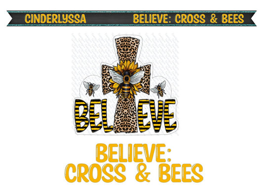 Believe: Cross & Bees with Sunflowers and Leopard Print Silicone Mold, Aroma Bead Molds, Car Freshener Mold, Premium Thick Cardstock