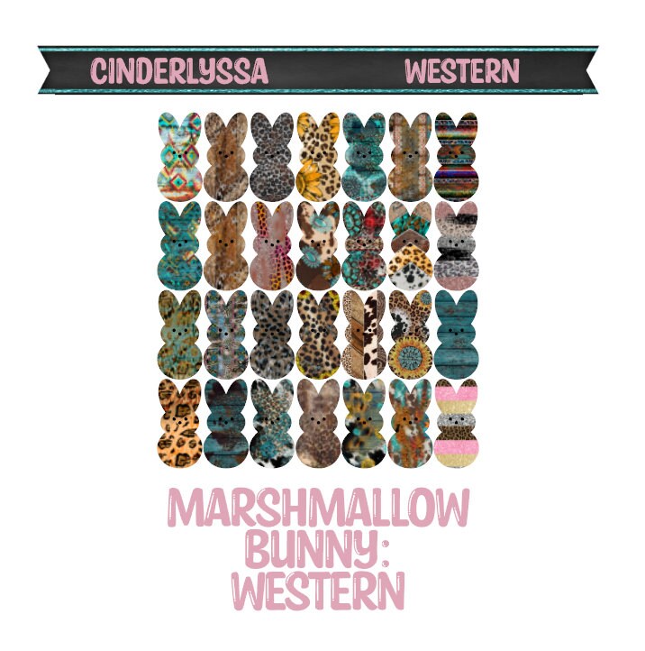 Marshmallow Bunny: Western Mix Set Silicone Mold, Aroma Bead Molds, Car Freshener Mold, Premium Cardstock Images