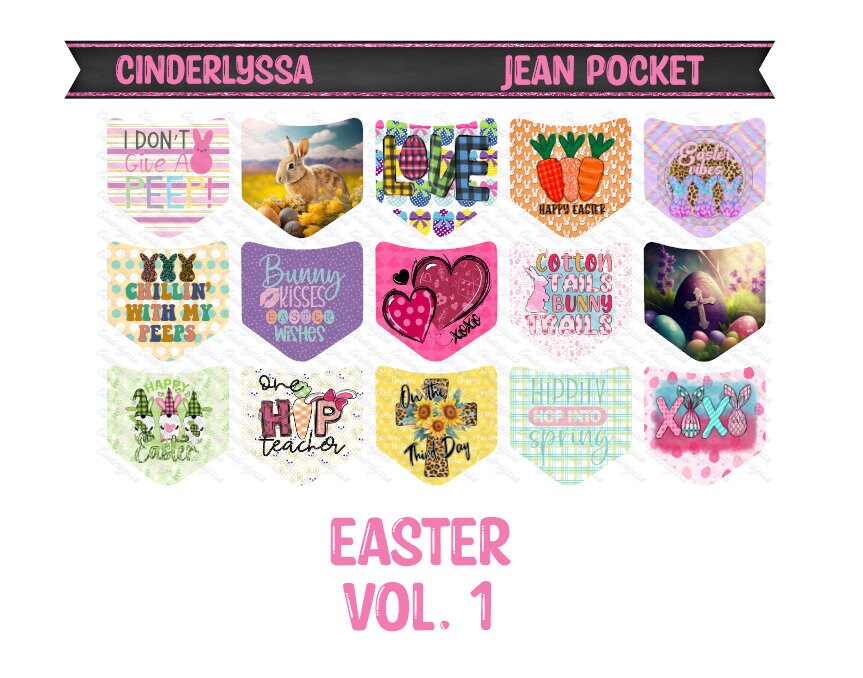 Jean Pocket: Easter Vol. 1 Image Inserts for Silicone Mold, Aroma Bead Molds, Car Freshener Mold