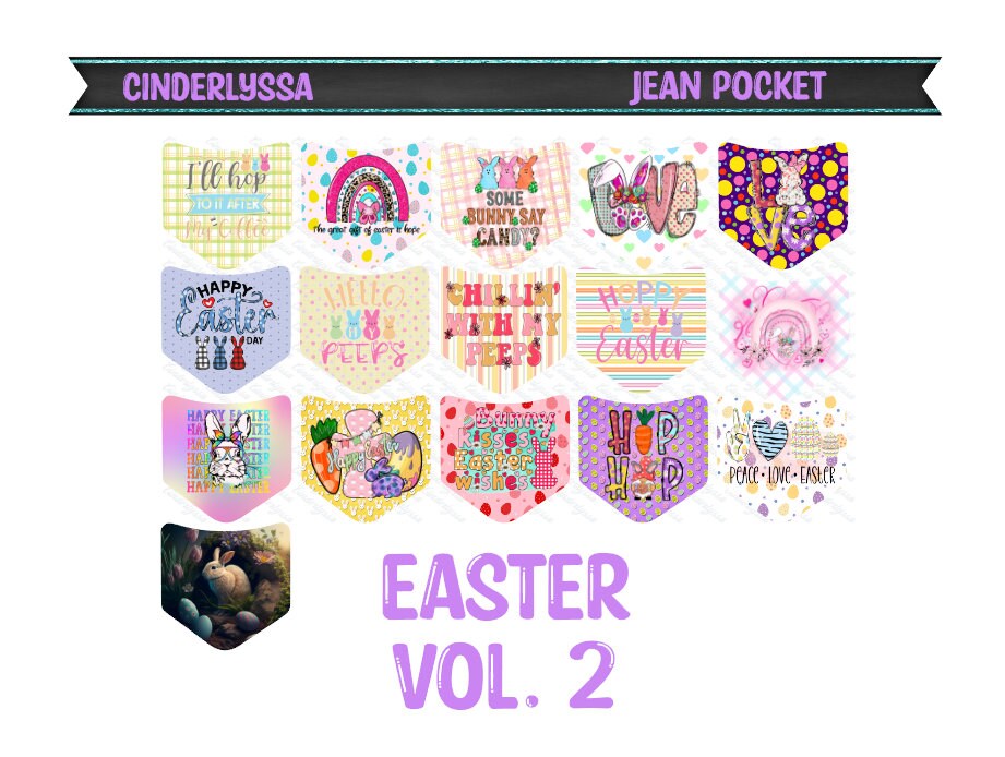 Jean Pocket: Easter Vol. 2 Image Inserts for Silicone Mold, Aroma Bead Molds, Car Freshener Mold