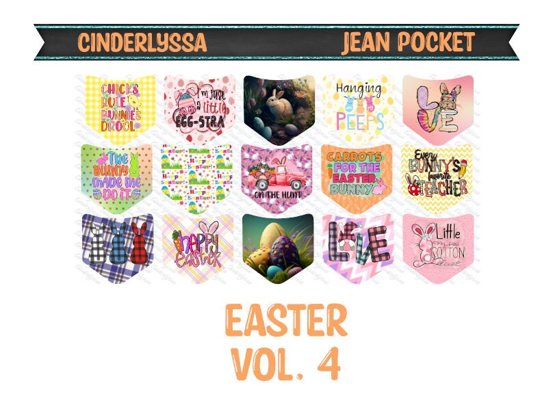 Jean Pocket: Easter Vol. 4 Image Inserts for Silicone Mold, Aroma Bead Molds, Car Freshener Mold