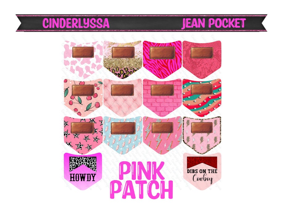 Jean Pocket: Pink Patch Image Inserts for Silicone Mold, Aroma Bead Molds, Car Freshener Mold