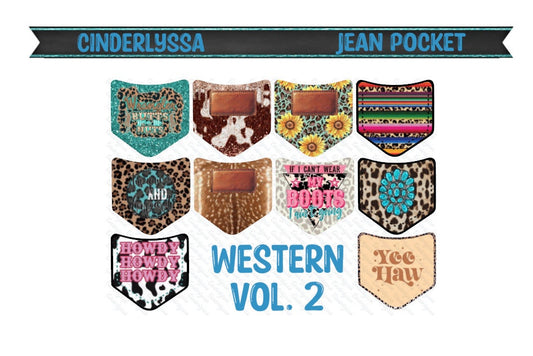 Jean Pocket: Western Vol. 2 Image Inserts for Silicone Mold, Aroma Bead Molds, Car Freshener Mold