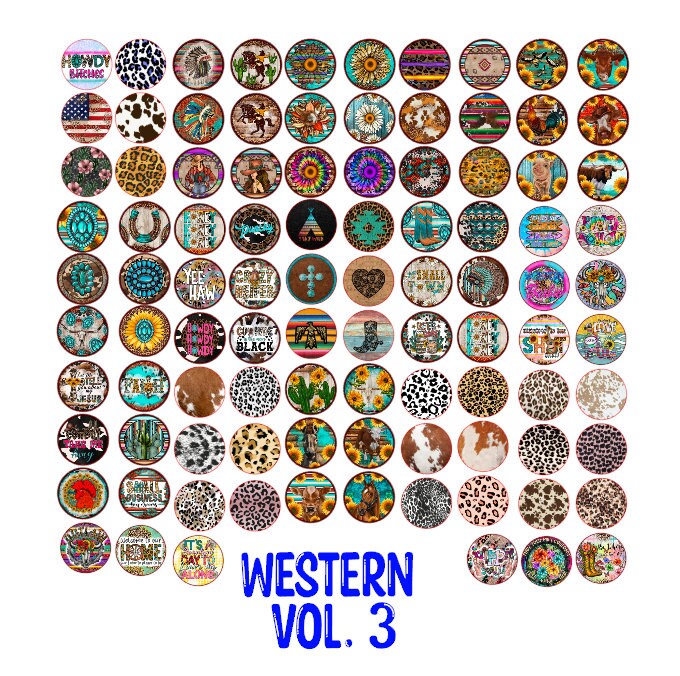 2.5 Inch Western Vol. 3 Round Cardstock Only for freshies Silicone Mold, for Aroma Bead Molds, Car Freshener, Premium Cardstock Image