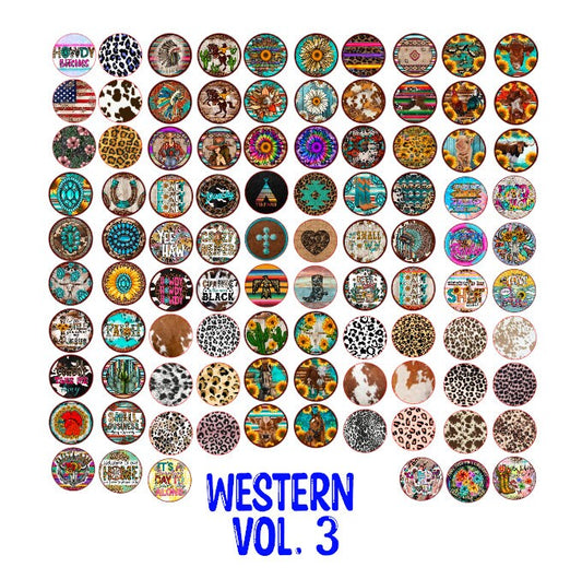 2.5 Inch Western Vol. 3 Round Cardstock Only for freshies Silicone Mold, for Aroma Bead Molds, Car Freshener, Premium Cardstock Image