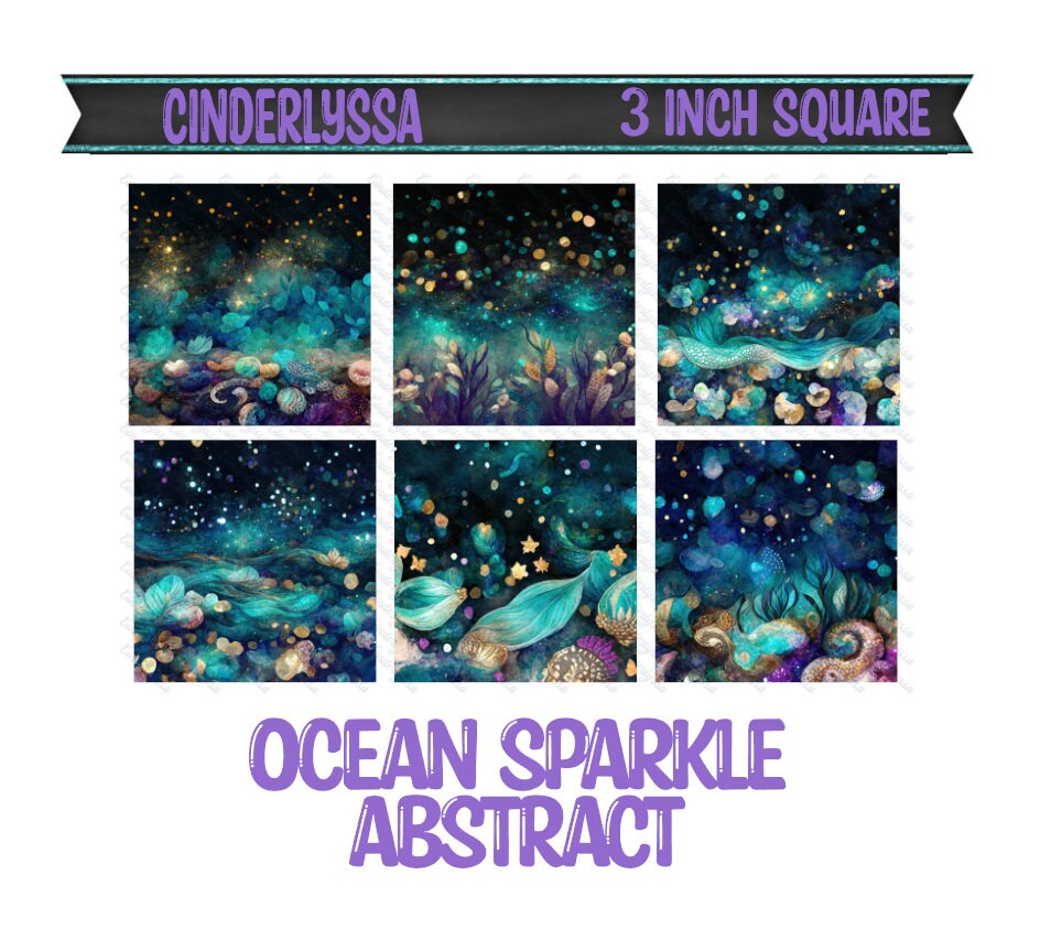 3 inch Square: Ocean Sparkle Abstract Theme Cardstock/Picture With Beveled Edge Silicone Mold, Aroma Bead Molds, Car Freshener Mold