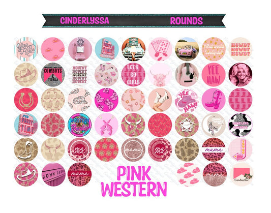 3 inch Round Pink Western Cardstock Only for freshies -NO MOLD: Silicone Mold, for Aroma Bead Molds, Car Freshener, Premium Cardstock Image