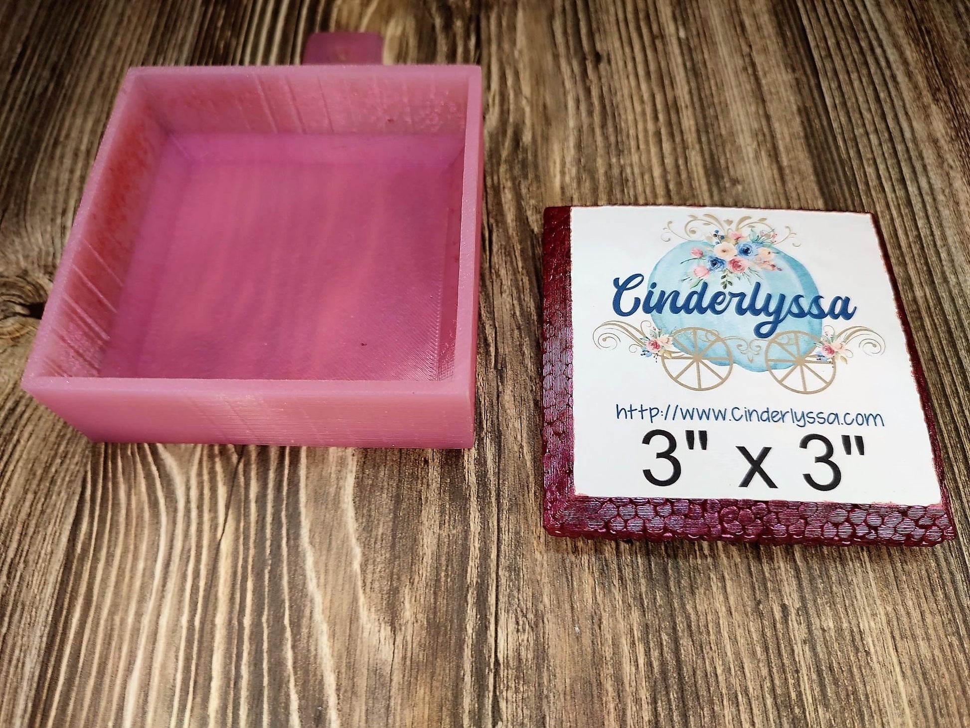 3 inch Square: Gemstone Rosebud Theme Cardstock/Picture With Beveled Edge Silicone Mold, Aroma Bead Molds, Car Freshener Mold