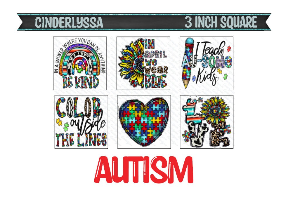 3 inch Square: Autism, Bus Driver, and Teacher Theme Cardstock/Picture With Beveled Edge Silicone Mold, Aroma Bead Molds, Car Freshener Mold