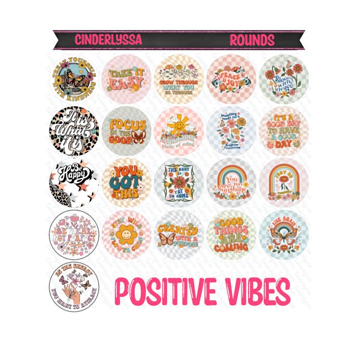 3 inch Round Positive Vibes Cardstock Only for freshies -NO MOLD: Silicone Mold, for Aroma Bead Molds, Car Freshener,Premium Cardstock Image