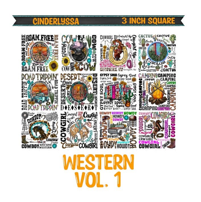 3 inch Square: Western Vol. 1 Cardstock/Picture With Beveled Edge Silicone Mold, Aroma Bead Molds, Car Freshener Mold