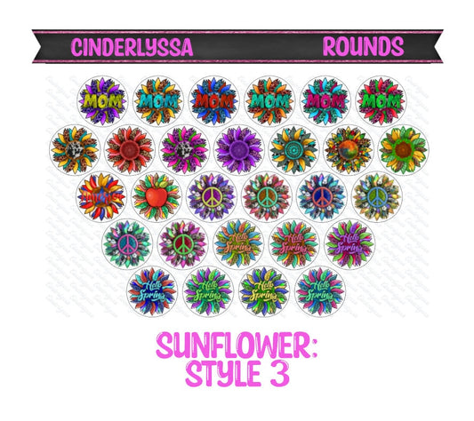 3 inch Round Sunflower: Style 3 Mix Cardstock Only for freshies -NO MOLD for Aroma Bead Molds, Car Freshener, Premium Cardstock Images