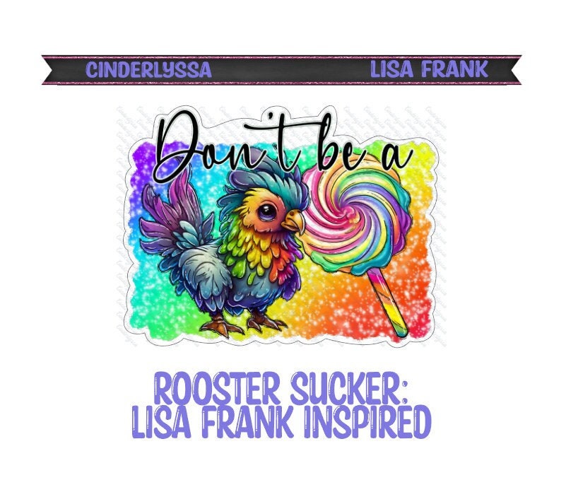 Rooster Sucker: Lisa Frank Inspired Silicone Mold, Car Freshener Mold, Premium Cardstock Images