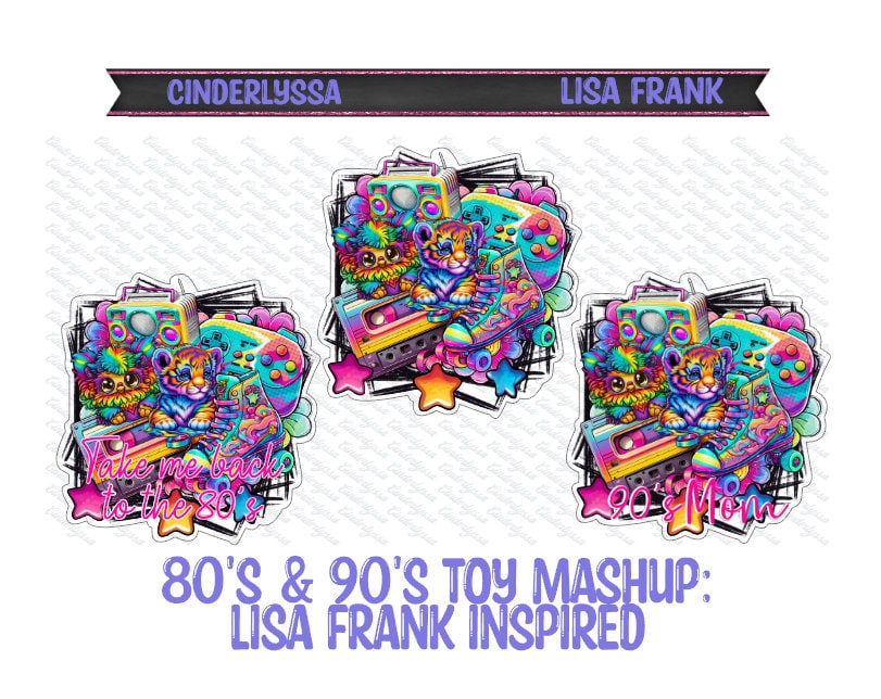 80's & 90's Toy Mashup: Lisa Frank Inspired Silicone Mold, Aroma Bead Molds, Car Freshener Mold, Premium Cardstock Images